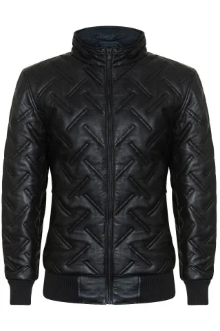 Bomber-Steppjacke aus Leder für Herren – Goiania