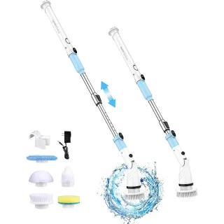 [EU Direct] INSE TASVAC EB5 Spin Scrubber, 450RPM Cordless Shower Brush And Adjustable Extension Arm With 5 Replaceable