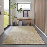 TaCa Home Wollteppich Gewalkter Handweb Woll-Teppich, rechteckig, Höhe: 13 mm, Natur Meliert - 70 x 130 cm