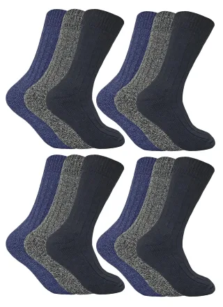 Socke Snob - 12 Paar Herren Wolle Boot Socken für Wandern - blau