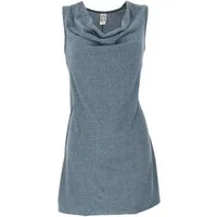 Guru-Shop Midikleid Minikleid mit Wasserfallausschnitt, bequemes.. alternative Bekleidung