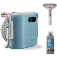 Philips Wasch-Sauger XW3193/11 3000 Series mit 2 Bürsten unterschiedlicher Größe, 400 W, beutellos, reinigt zahlreiche weiche Oberflächen, kompakt, Blau / Seidenweiß
