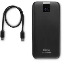 Hama Power Pack 20000 mAh, Schnellladen, 2x USB-C 1x USB-A, mit Ladekabel Powerbank 20000 mAh, Schnellladefunktion mit Power Delivery, Qualcomm® Quick Carge™ 3.0