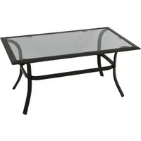 DEGAMO Beistelltisch ZAGREB gross, 102x61cm, Stahl schwarz + Glas, Indoor + Outdoor