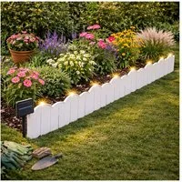 HTI-Living Beetbegrenzung Beeteinfassung 750 cm, LxH: 21x17 cm, Set, 36 Module inkl. Solarbeleuchtung, Zierzaun Beetumrandung Beetbegrenzung