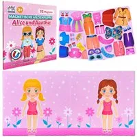 MAGNIKON Anziehpuppe Magnetische Anziehpuppen Reisespiel Magnetspielbox Alice und Agatha (Magnetspielbox, 32-tlg., Puppe zum Ankleiden), Magnetanziehpuppe Anziehpuppe