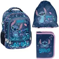 PASO Schulrucksack Stitch Schulset: Rucksack, Federmäppchen, Tasche (3-tlg), Zwei Fächer, Verstellbare Schultergurte, Reflektierende Elemente