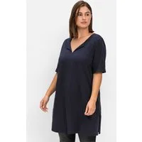 Sheego T-Shirt Longshirt Kurzarm mit geschlitztem Ausschnitt