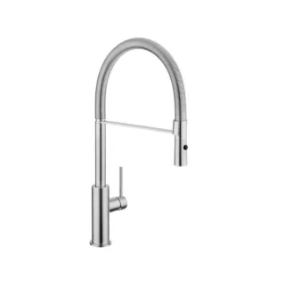 Herzbach Design iX Spültischarmatur 17135210109 edelstahl, Ausladung 22 cm, Spiralfeder-Auslauf