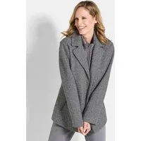 GOLDNER Outdoorjacke Moderne Wolljacke mit Steppeinsatz Wintermantel mit Fischgratmuster, Reverskragen und Langarm