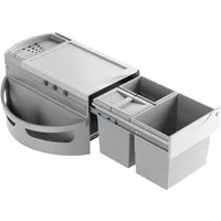 Hailo Einbaumülleimer Hailo Eckabfallsammler 3646131 Rondo 3-fach Mülltrennung 18 + 2x 8,5 L, 3fach Mülltrennung 18/8,5/8,5 Liter