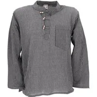 Guru-Shop Hemd & Shirt Nepal Fischerhemd, gestreiftes Goa Hippie Hemd,.. Retro, Ethno Style, alternative Bekleidung