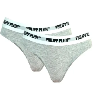 Philipp Plein Grauer Tanga im Doppelpack