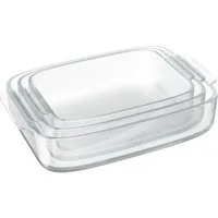 relaxdays Auflaufform Glas Auflaufform 3er Set, Glas, (3-St)