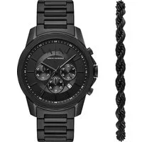ARMANI EXCHANGE Chronograph AX7163SET, (Set, 2-tlg., mit Armband), Armbanduhr, Herrenuhr, Edelstahlarmband, Geschenk