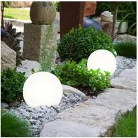 etc-shop LED Gartenleuchte, LED-Leuchtmittel fest verbaut, Warmweiß, 2er Set LED Außen Solar Lampen Kugel Design Erd Spieß Steck