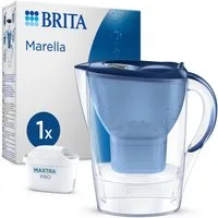 BRITA Wasserfilter Kanne Marella blau (2,4l) inkl. 1x MAXTRA PRO Pure Performance, Wasserfilter-Kanne passt in den Kühlschrank & filtert Verunreinigungen