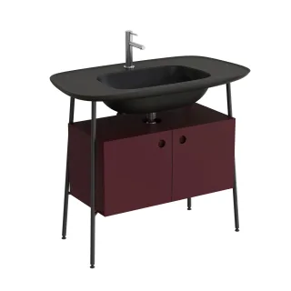 VitrA Plural Set 100 cm Waschtischunterbau mit 2 Türen und Möbelwaschtisch Schwarz Matt,80456 80456