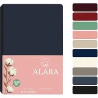 ALARA HOME Spannbettlaken 180x200 Baumwolle 100% Spannbetttuch Bettlaken Jersey 140x200, 90x200, Spannbetttuch,145 g/m², Topper,Rundumgummi, Atmungsaktiv