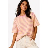 Worldclassca T-Shirt WORLDCLASSCA T-Shirt Streifen Halbarm Oversize Sweat Shirt Gestreift Neue Kollektion - Stilvolle und gemütliche Mode für Damen