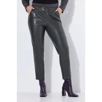 Ulla Popken Schlupfhose 7/8-Hose Lederoptik Biesen Elastikbund