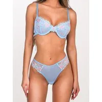 Elegant Love Set: Bügel-BH Dessous Set aus Stickereispitze, BH-Set mit Tanga,Unterwäsche Set (Set, 2-tlg., mit String) transparentes Lingerie Set mit Blumenmuster, Elegante Reizwäsche