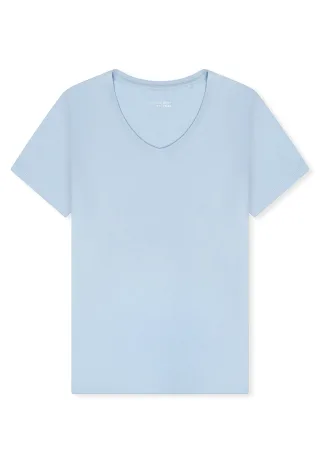 SCHIESSER - T-Shirt V-Ausschnitt hellblau - Gr. - 38