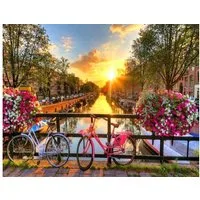 Rötting Design Malen nach Zahlen Diamond Painting Set 5d DIY Motiv romantische Brücke mit Fahrrad (Komplett-Set), Diamond Painting Vollbild, Lieferung enthält alle Utensilien