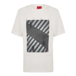 Hugo - T-Shirt für Herren, Logo, Baumwolle (Weiß)