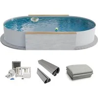 Fresh-Pool Ovalpool Fresh-Pool Profi Stahlwandpool Set oval, 525x320x1 (1-tlg), verzinkte Stahlwand