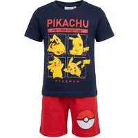 POKÉMON Schlafanzug Pokemon Pikachu Kinder kurz Pyjama Schlafanzug Gr. 98 bis 128, 100% Baumwolle