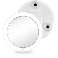 EMKE Schminkspiegel LED Kosmetikspiegel mit Saugnapf 7X Vergrößerung mit Licht, Make up Schmink Spiegel Tragbarer Wandspiegel Batteriebetrieben, Weiß