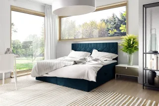 Boxspringbett Schlafzimmerbett 200x200cm LAZARO Nr.5 Blau inkl. Bettkasten