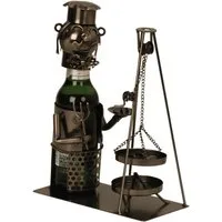 mucHome Bierflaschenhalter Grillmeister mit Schwengrill Schwenker aus Metall ca. 25cm, Flaschenhalter Flaschenständer