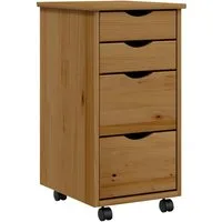 vidaXL Rollcontainer Rollschrank mit Schubladen MOSS Honigbraun Massivholz Kiefer, (1 St)
