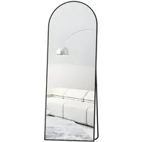 Elemango Ganzkörperspiegel gewölbter Bodenspiegel, großer Boden-Spiegel,mit Alu-Rahmen,161*52cm, Ganzkörperspiegel mit Halterung, Wandspiegel,Gewölbter Schminkspiegel