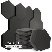sunnypillow Akustikplatte Hexagon Akustikschaumstoff 50 x 43 x 3/5cm, (24-St)