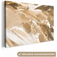OneMillionCanvasses® Leinwandbild Gold - Beige - Abstrakt, Fotodruck (1 St), Leinwand Bilder Klein, Wand Dekoration Aesthetic 30x20 cm