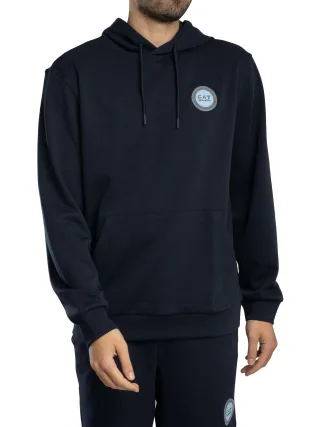 EA7 Pullover-Hoodie Mit Logo-Patch, Blau