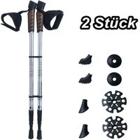 VOSSBACH Wanderstöcke Nordic Walking (1x Paar, Inkl. 12 Untergrund Aufsätze), Anti-Schock Federung