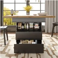 OKWISH Esstisch Multifunktionaler Ausziehtisch (Ausziehbarer Teleskoptisch 110-140 cm mit Soft-Close-Tür und Stauraum – Flexibler, platzsparender Esstisch für Küche & Wohnzimmer, 1-St)