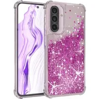 EAZY CASE Handyhülle Liquid Glittery Case für Samsung Galaxy A56 5G 6,7 Zoll, Bumper Case Back Cover Glitter Glossy Handyhülle Etui Violett Lila