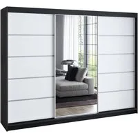 A&J MöbelLand GmbH Schiebetürenschrank VILUNO mit 4 Schubladen und Spiegel (nur für kurze Zeit! TOP ANGEBOT! Geräumiger Schrank mit einer Breite von 200 cm und Spiegel, ideal zur Aufbewahrung von Kleidung und Accessoires. 4 Schubladen und viel Staura