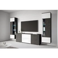 OTTO home Wohnwand KENIA, (Komplett-Set, 3-St), Vitrinen mit Eckverglasung, hängend und stehend montierbar