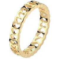 Taffstyle Fingerring Damenring mit kleinen Herzen filigran Verlobungsring elegant zeitlos (Filigraner Herzring für Damen in Silber oder Gold - Geschenk für Damen)
