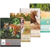 BRUNNEN Schulheft BRUNNEN Zeichenblock A4 mit Tiermotiven - Premium Zeichenpapier 100g/m