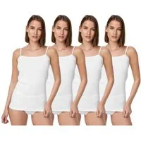 TEXEMP Spaghettitop 4er Pack Damen Unterhemd Spaghettiträger Trägertop Tank Baumwolle Top (4-tlg)