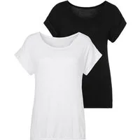 Vivance Kurzarmshirt mit Gummizug im Bund (2er-Pack) Sommershirts aus weichem Viskose-Stretch