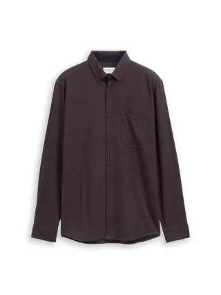 Tom Tailor - Regular Fit Soft-Touch Hemd in Melange-Optik brown grindle structure - Gr. - XXL