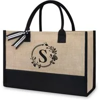 OKWISH Einkaufsshopper Personalisierte Initialen Tragetasche Strandtasche Damen Groß, 21 l, für Freizeit Arbeit Business Schule Büro Party Spaziergang
